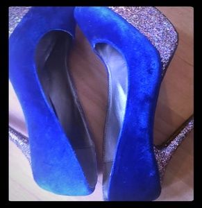 Blue suede heels